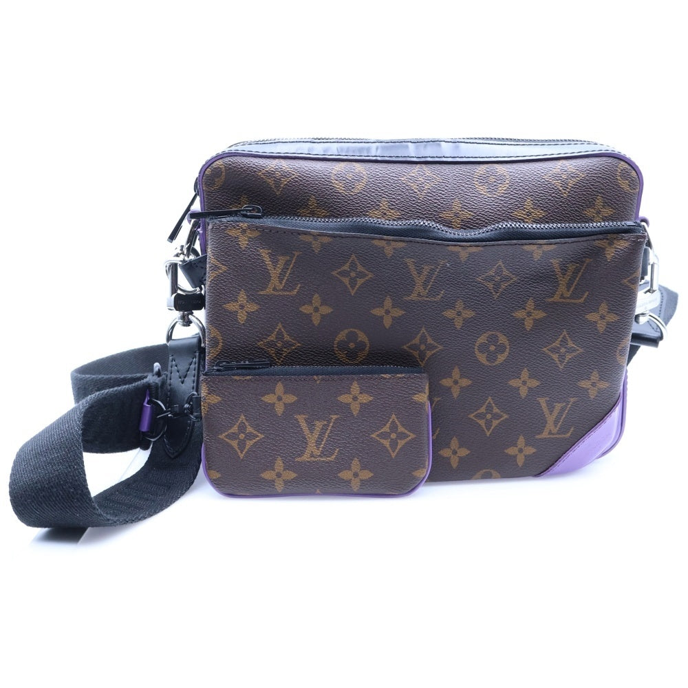 LOUIS VUITTON(ルイヴィトン) モノグラム マカサー トリオメッセンジャー ショルダーバッグ パープル×ブラウン PVC×レザー RFID M46266