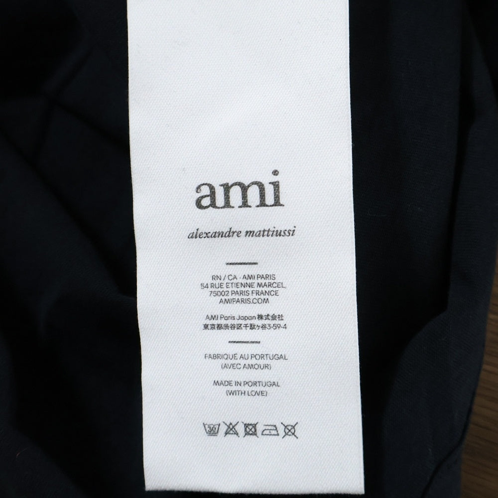 ami paris(アミパリス) Ami de Coeur アミ ドゥ クール ハートロゴ 刺繍 クルーネック 半袖Tシャツ カットソー ブラック UTS003.724