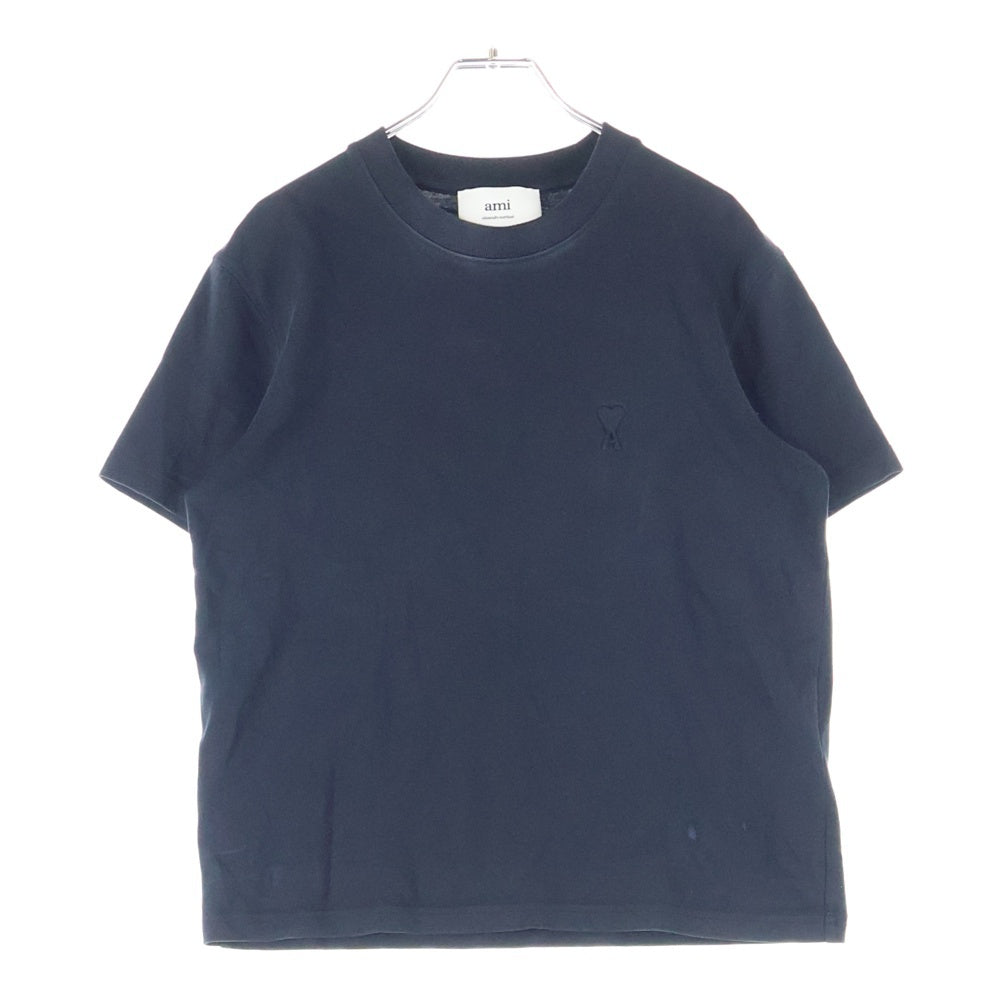 ami paris(アミパリス) Ami de Coeur アミドゥクール 立体ハートロゴ クルーネック半袖Tシャツ カットソー ブラック UTS027.726