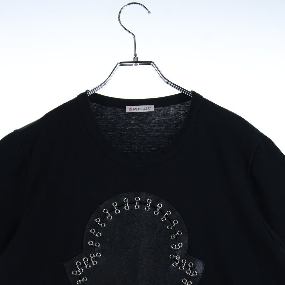 MONCLER GENIUS(モンクレール ジーニアス) NOIR KEI NINOMIYA ノワール ケイ ニノミヤ ビッグロゴTシャツ ブラック コットン×レザー