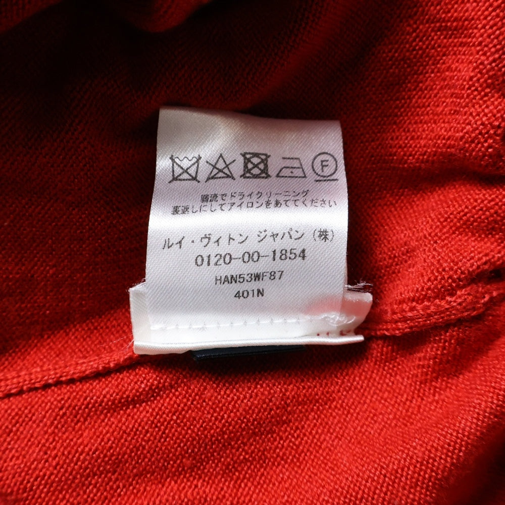 LOUIS VUITTON(ルイヴィトン) 裾ロゴ刺繍 エルボーパッチ ウール シルク ジップアップ ドライバーズニット ジャケット セーター レッド HAN53WF87