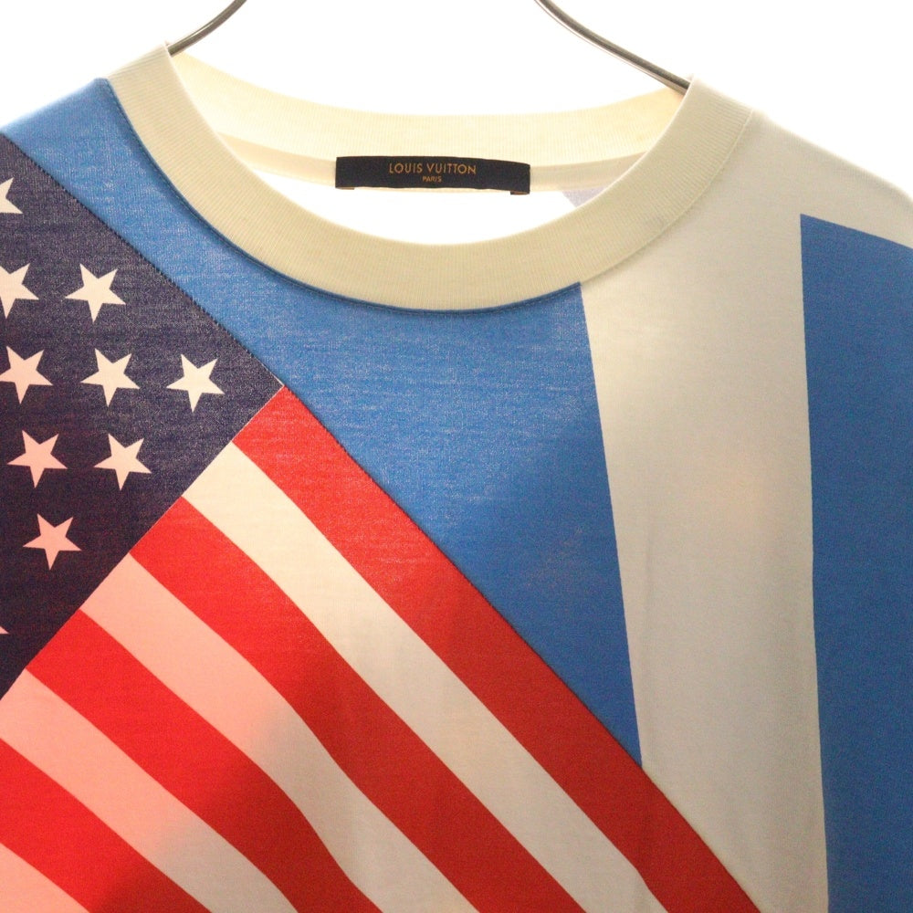 LOUIS VUITTON(ルイヴィトン) 19AW フラッグ 国旗 総柄プリント クルーネック 半袖Tシャツ カットソー マルチカラー レッド/ブルー RM192 NPG HHY81W
