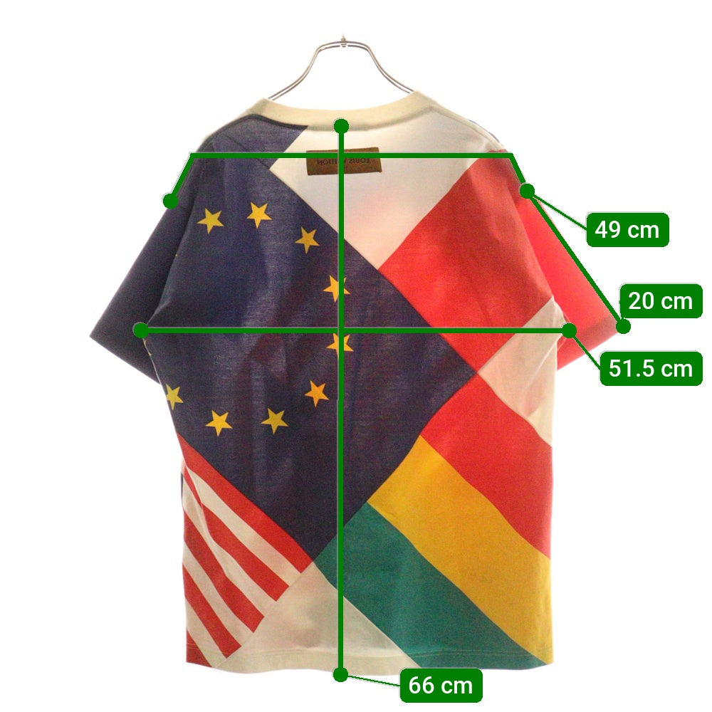 LOUIS VUITTON(ルイヴィトン) 19AW フラッグ 国旗 総柄プリント クルーネック 半袖Tシャツ カットソー マルチカラー レッド/ブルー RM192 NPG HHY81W