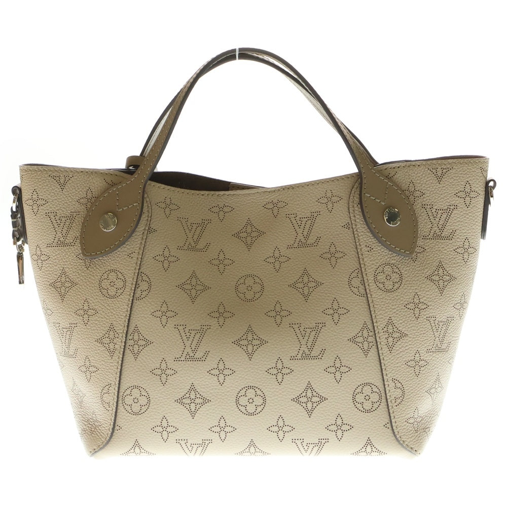 LOUIS VUITTON(ルイヴィトン) ヒナPM ガレ モノグラム マヒナ パンチングレザー 2WAY ハンド ショルダー トートバッグ シルバー金具 ベージュ M54351
