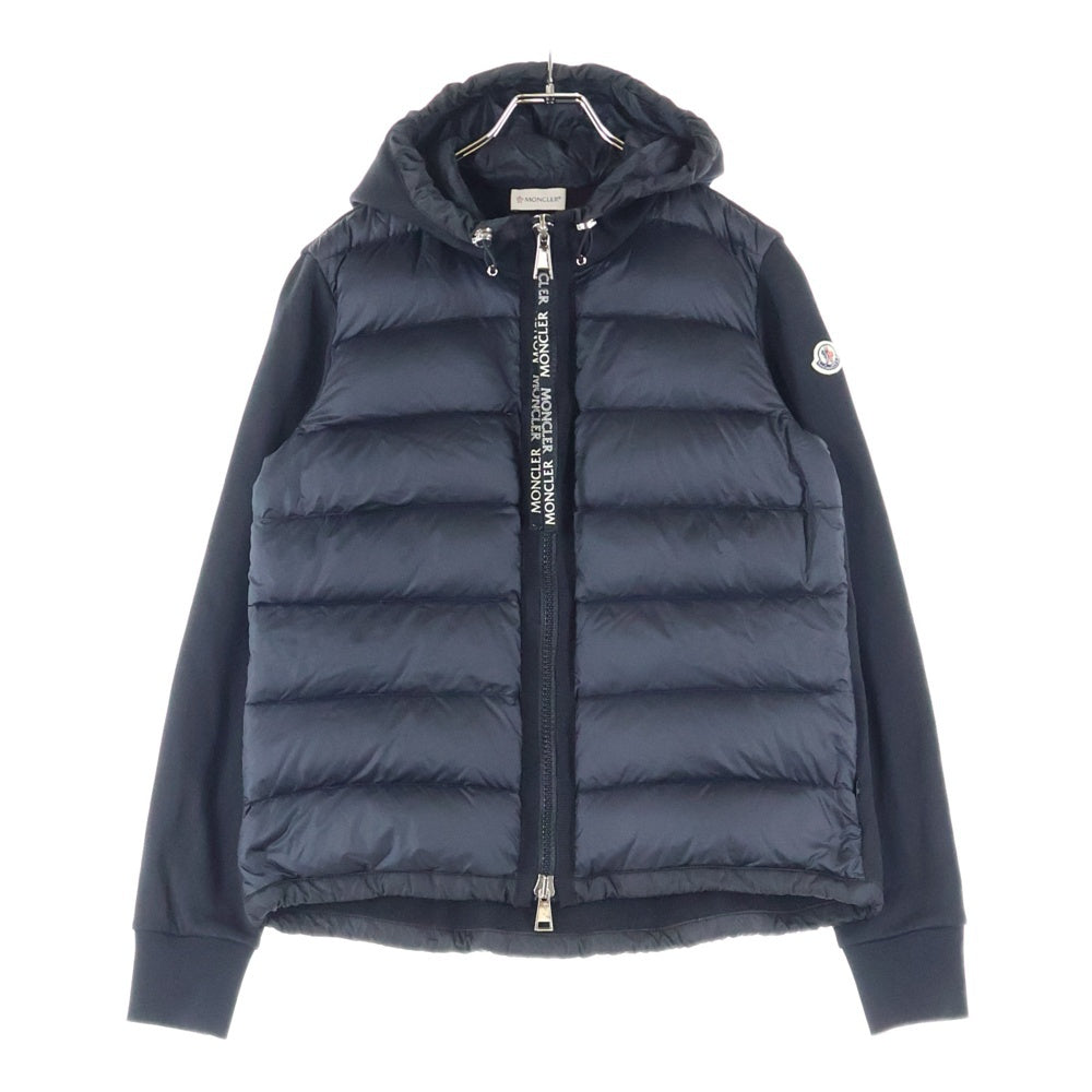 MONCLER(モンクレール) 20SS スウェット切り替え フーデッド ジップアップ ダウンジャケット ブラック F10938G50300 V8053