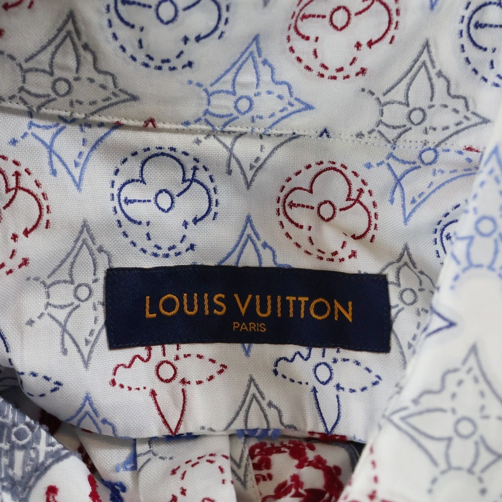 LOUIS VUITTON(ルイヴィトン) 21AW モノグラム シグネチャー ジャガード総柄 半袖シャツ マルチカラー ホワイト/ブルー RM212Q EO4 HLS44W