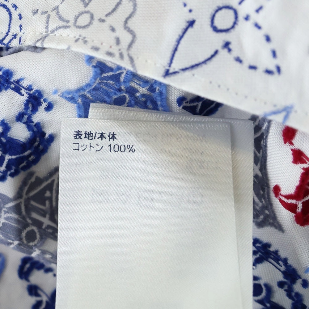 LOUIS VUITTON(ルイヴィトン) 21AW モノグラム シグネチャー ジャガード総柄 半袖シャツ マルチカラー ホワイト/ブルー RM212Q EO4 HLS44W