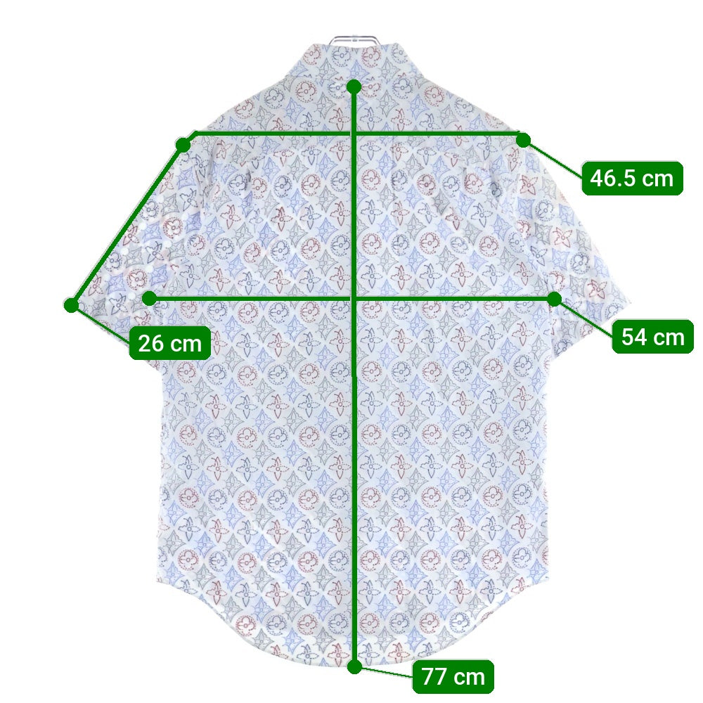 LOUIS VUITTON(ルイヴィトン) 21AW モノグラム シグネチャー ジャガード総柄 半袖シャツ マルチカラー ホワイト/ブルー RM212Q EO4 HLS44W