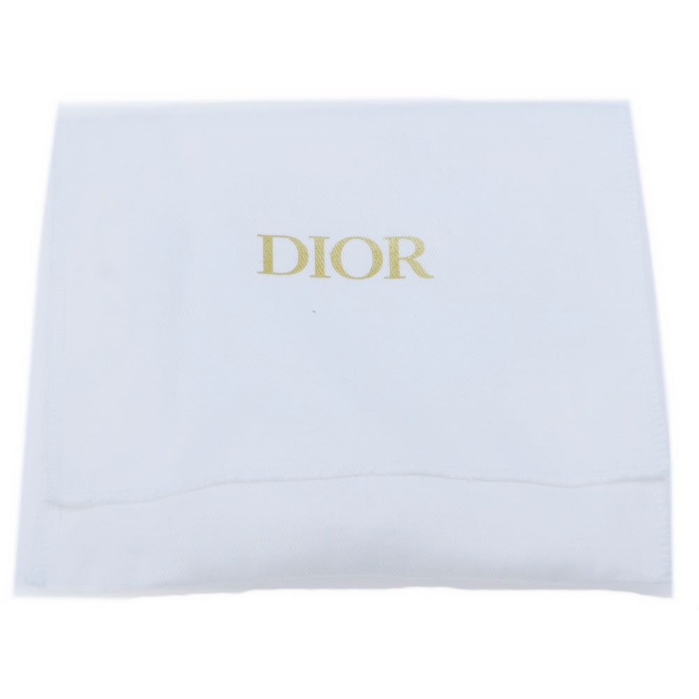 Christian Dior(クリスチャンディオール) カナージュ 二つ折り財布 コンパクトウォレット コインケース ブラック ラムスキン ゴールド金具 チャーム