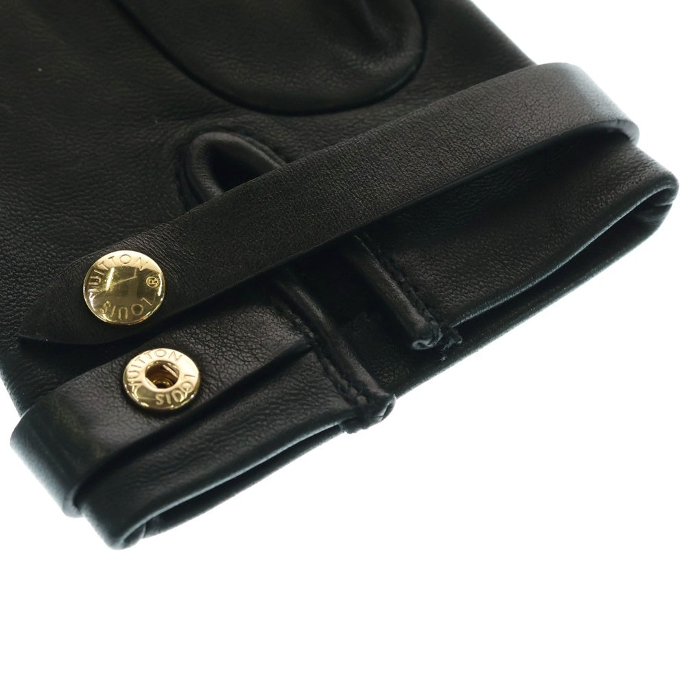 LOUIS VUITTON(ルイヴィトン) レザーグローブ 手袋 ブラック ラムレザー N7211E ゴールド金具