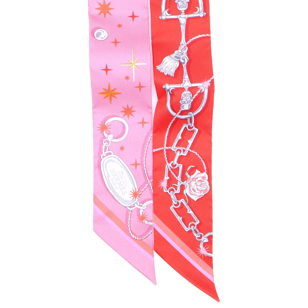 HERMES(エルメス) ツイリー C'EST LA FETE シルクスカーフ ピンク×レッド