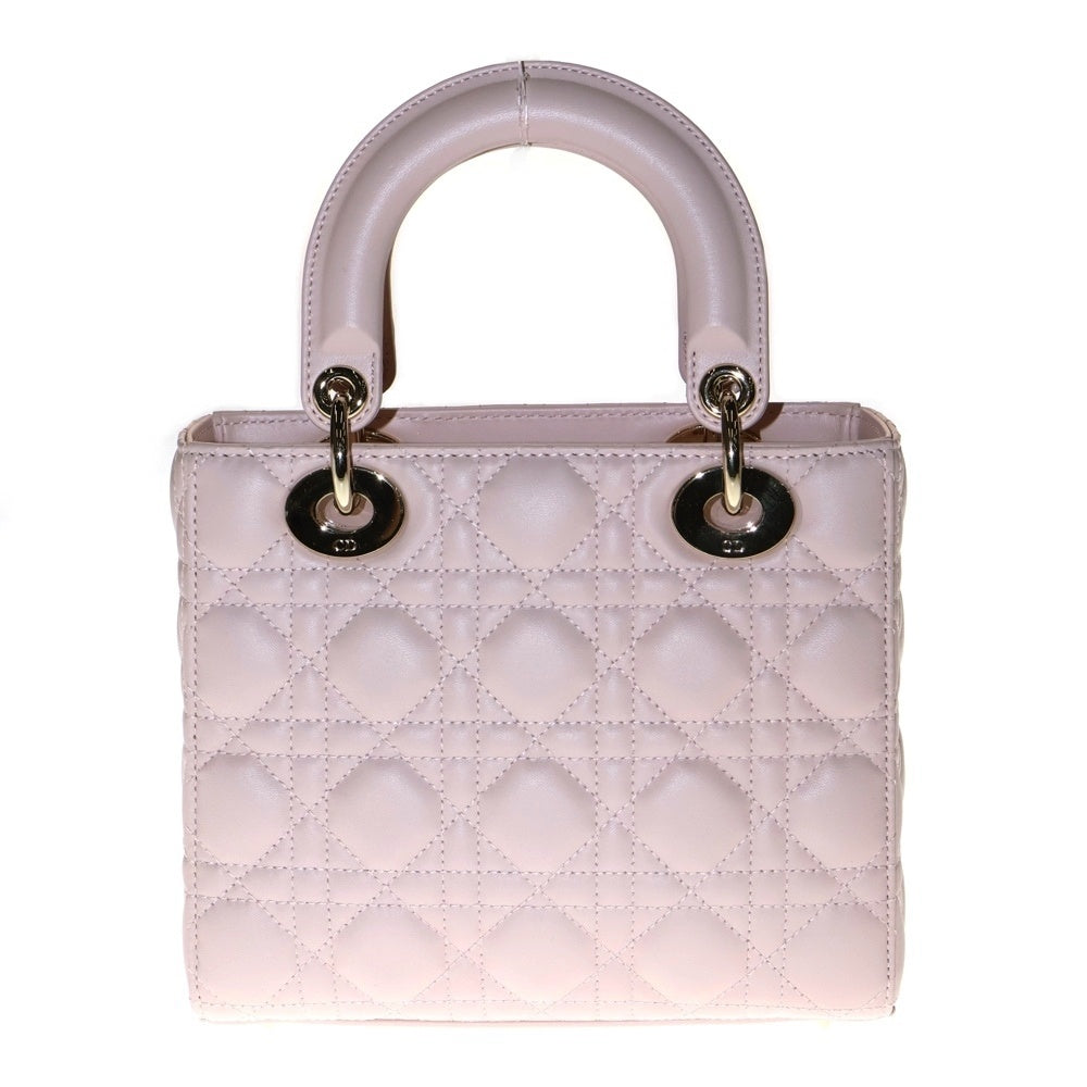 Christian Dior(クリスチャンディオール) Lady Dior My ABCDior レディディオール スモール カナージュ ラムスキン 2WAY チャーム付レザーハンドバッグ ショルダーバッグ ピンク レディース