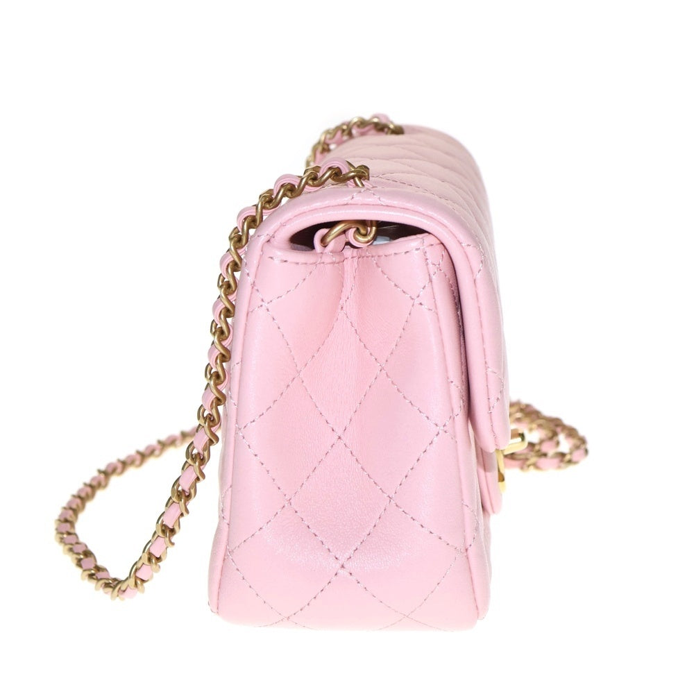 CHANEL(シャネル) ミニマトラッセ16 ココマーク ラムスキン Sフラップ/Sチェーン レザーショルダーバッグ ピンク GD金具