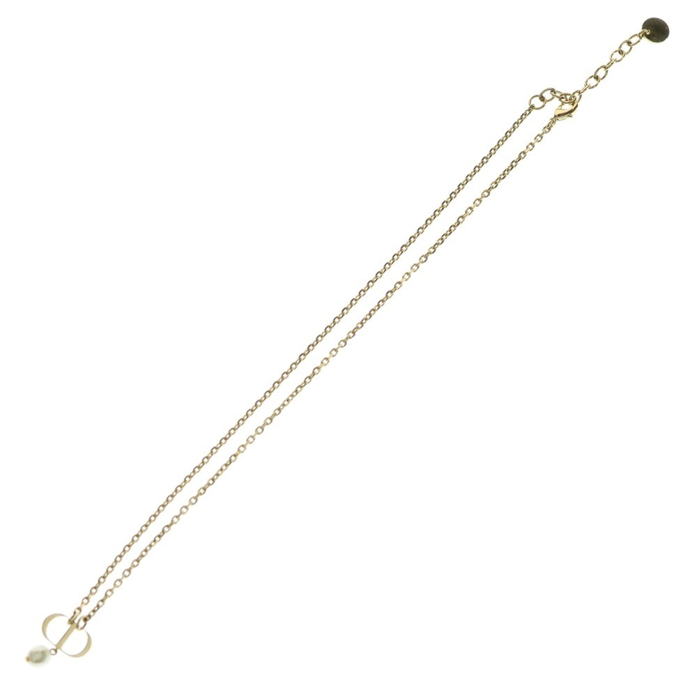 Christian Dior(クリスチャンディオール) CDロゴ ネックレス フェイクパール ペンダント チェーン ゴールド GP