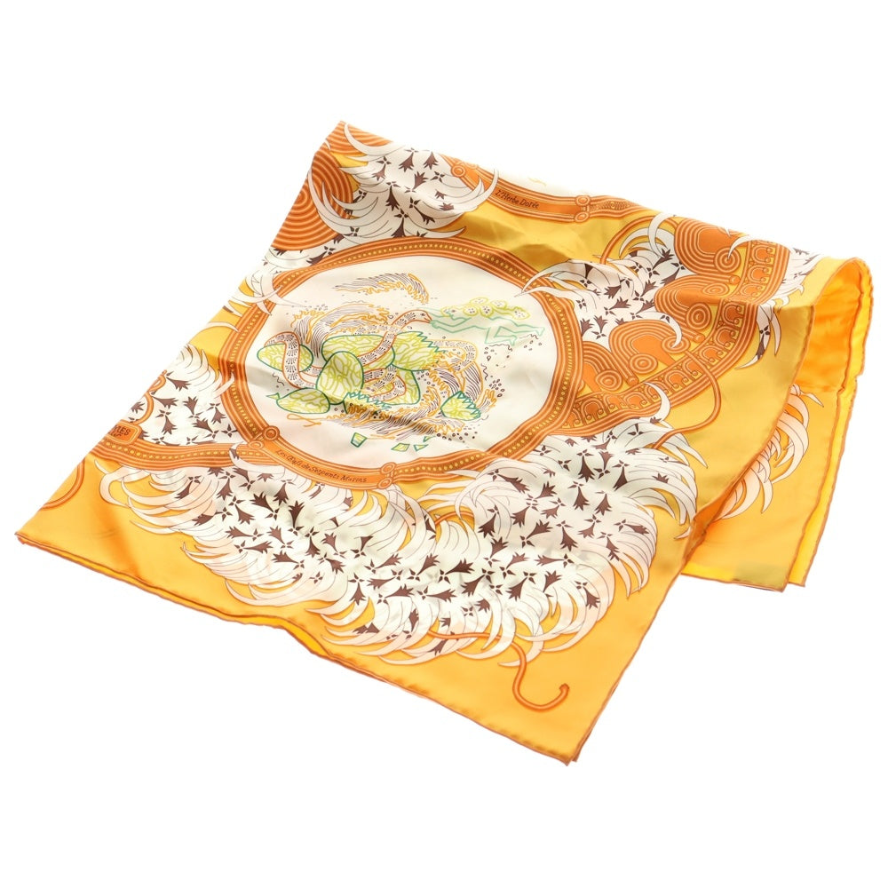 HERMES(エルメス) カレ90 LEGENDE BRODEE シルクスカーフ オレンジ