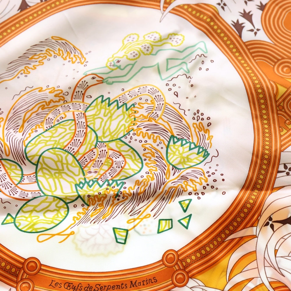 HERMES(エルメス) カレ90 LEGENDE BRODEE シルクスカーフ オレンジ