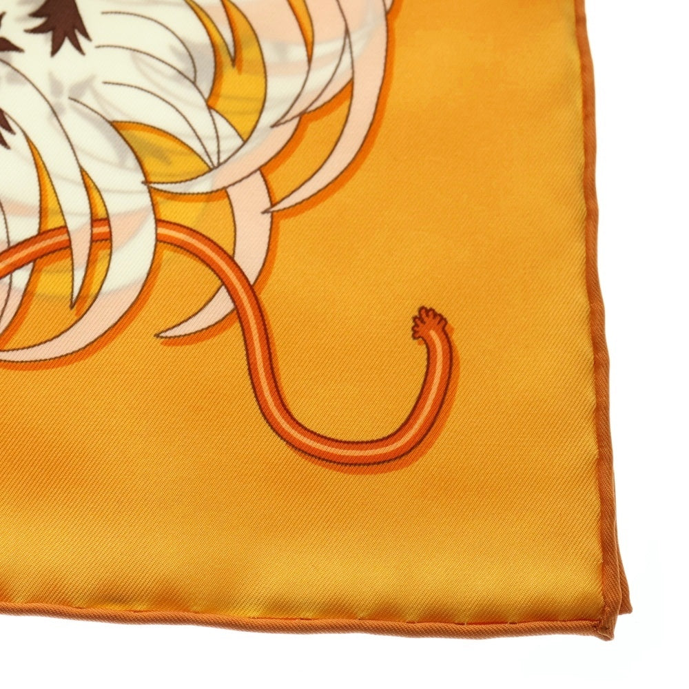 HERMES(エルメス) カレ90 LEGENDE BRODEE シルクスカーフ オレンジ