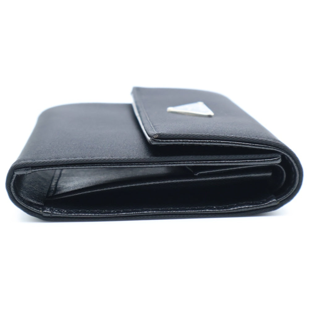 PRADA(プラダ) 三つ折り財布 コンパクトウォレット カードケース ブラック ナイロン×レザー M170 シルバー金具