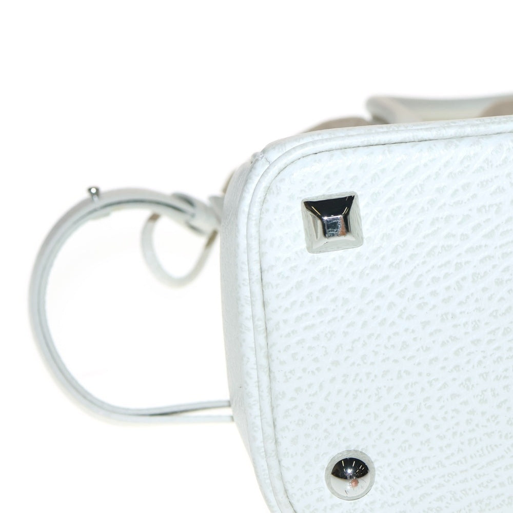 Maison Margiela 0(メゾンマルジェラ) 5AC レザー キャンバス ドローストリング 2WAY ハンド ショルダーバッグ シルバー金具 ホワイト SB3WD0005 P4348