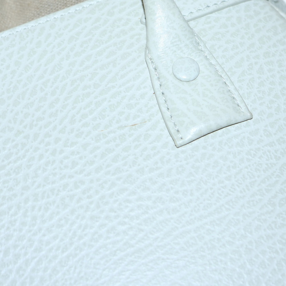 Maison Margiela 0(メゾンマルジェラ) 5AC レザー キャンバス ドローストリング 2WAY ハンド ショルダーバッグ シルバー金具 ホワイト SB3WD0005 P4348