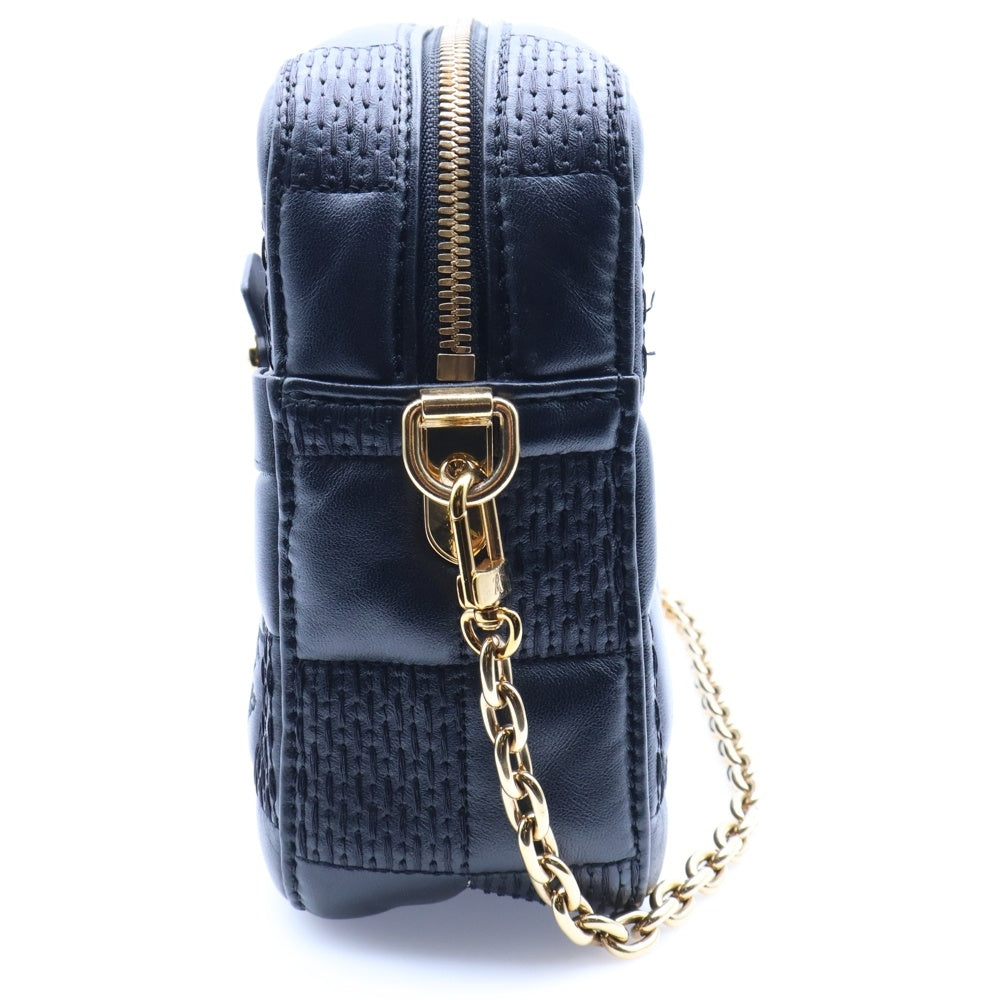 LOUIS VUITTON(ルイヴィトン) トロカMM ダミエ キルト ラムスキン レザー 2WAY チェーン ショルダーバッグ ゴールド金具 ブラック M59114