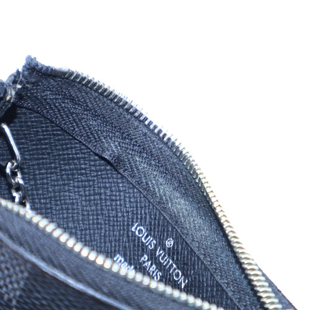 LOUIS VUITTON(ルイヴィトン) ポシェット クレ ダミエ グラフィット PVC レザー コインケース ポーチ 小銭入れ シルバー金具 ブラック N60155