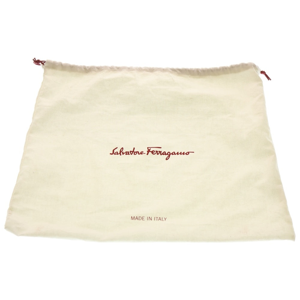 Salvatore Ferragamo(サルヴァトーレ フェラガモ) ガンチーニ レザー クラッチ セカンドバッグ シルバー金具 ブラウン レディース