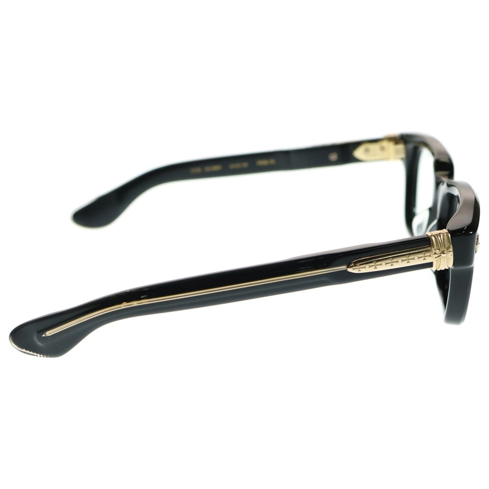 CHROME HEARTS(クロムハーツ) PEN15 クロステンプル スクエアフレーム クリアレンズ メガネ 眼鏡 アイウェア ブラック/ゴールド