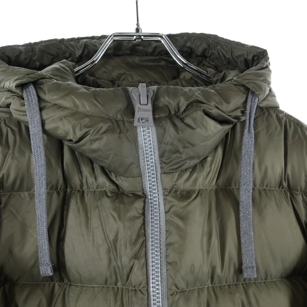 HERNO(ヘルノ) フーデッド ジップアップ ダウンジャケット カーキ レディース PI0676U