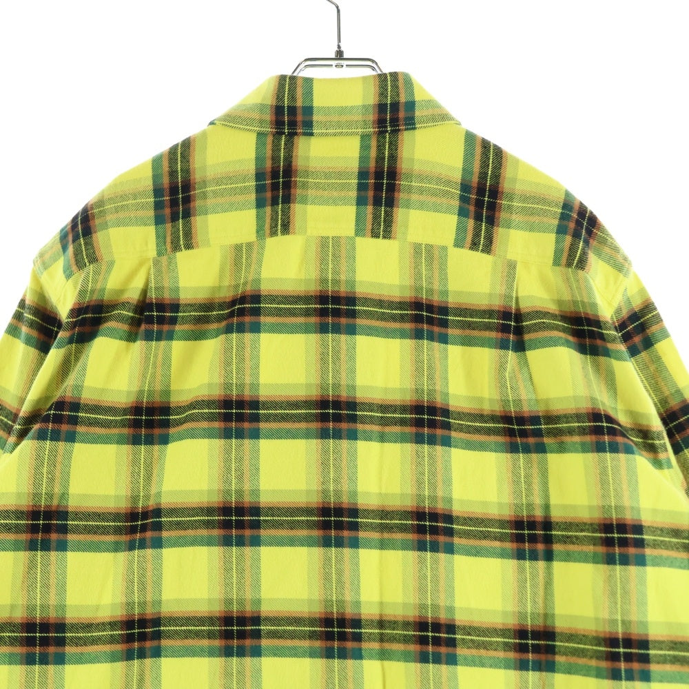 LOEWE(ロエベ) 21AW CHECK OVERSIZED SHIRTS チェック総柄 オーバーサイズ フランネル コットン ジップアップ 長袖シャツ イエロー H526Y05X07