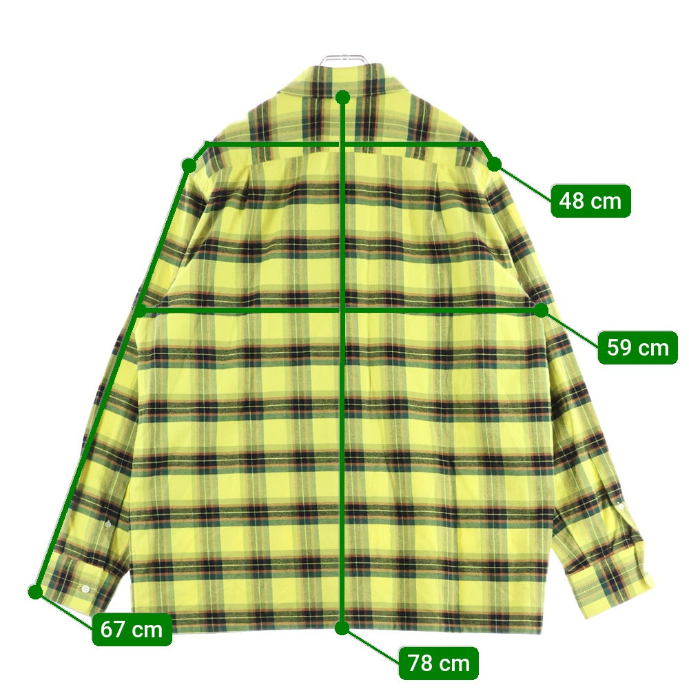 LOEWE(ロエベ) 21AW CHECK OVERSIZED SHIRTS チェック総柄 オーバーサイズ フランネル コットン ジップアップ 長袖シャツ イエロー H526Y05X07
