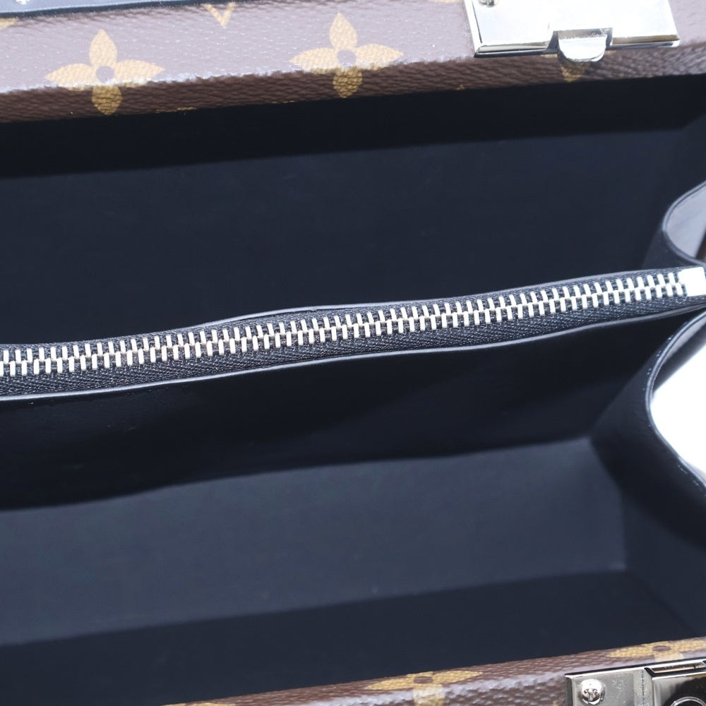 LOUIS VUITTON(ルイヴィトン) モノグラムマカサー クラッチ・ボックス ショルダーバッグ ミニバッグ ブラウン×ブラック レザー×PVC M20252 シルバー金具
