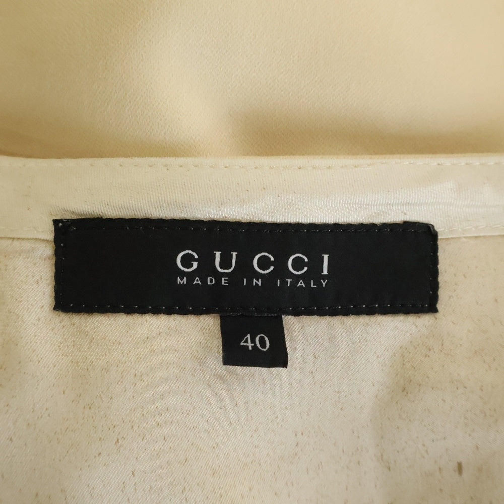 GUCCI(グッチ) パイソンレザー ベルトデザイン ギャザー ミディアム フレア スカート ベージュ レディース 165667