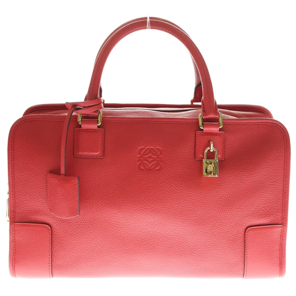 LOEWE(ロエベ) アマソナ36 ボストンバッグ ハンドバッグ アナグラム レッド レザー ゴールド金具