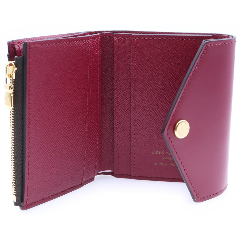 LOUIS VUITTON(ルイヴィトン) モノグラム ポルトフォイユ・ゾエ フューシャ 三つ折り財布 コンパクトウォレット ブラウン×ワインレッド PVC M62932 ゴールド金具