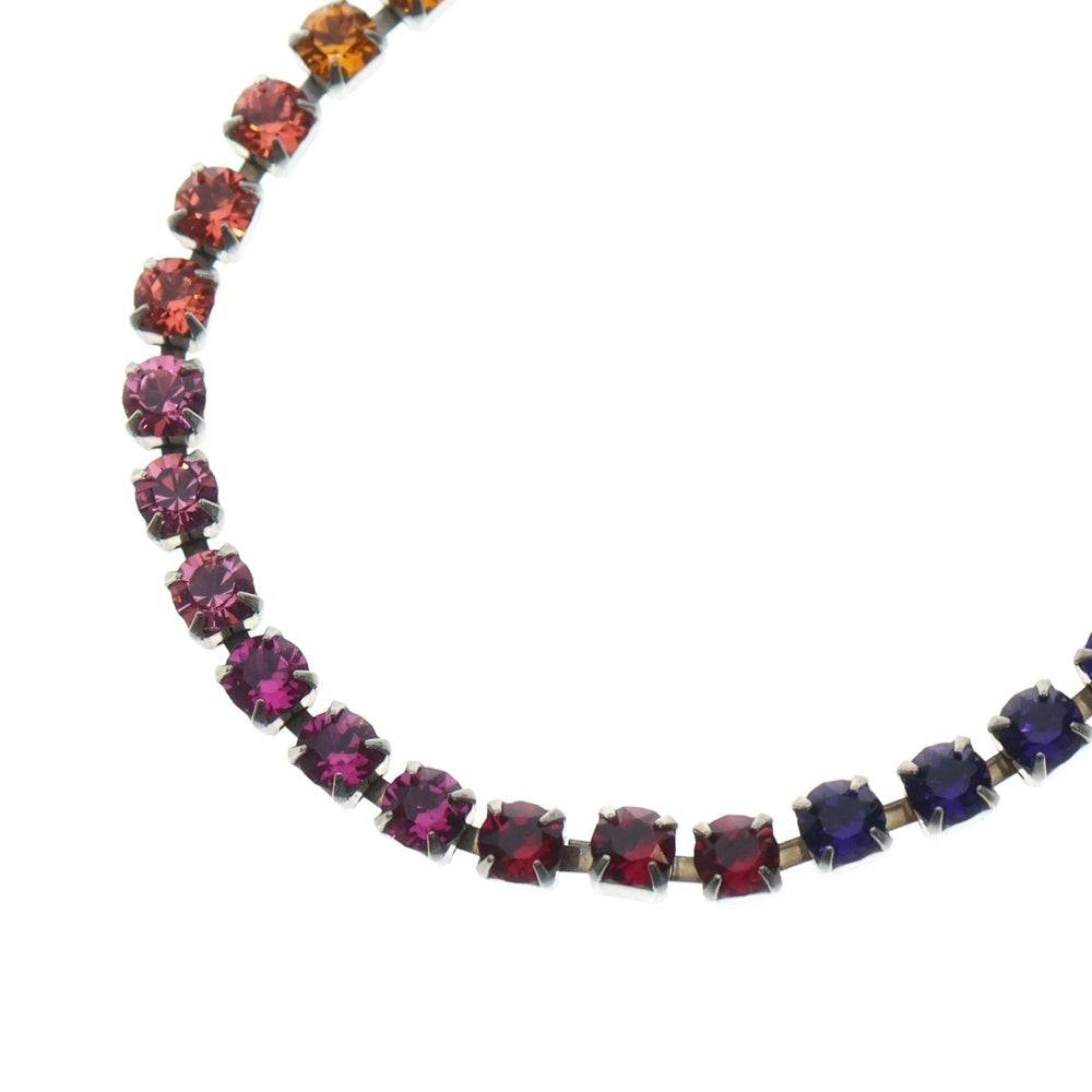 Christian Dior(クリスチャンディオール) CDロゴ ラインストーン レインボー チョーカー ネックレス チェーン シルバー GP