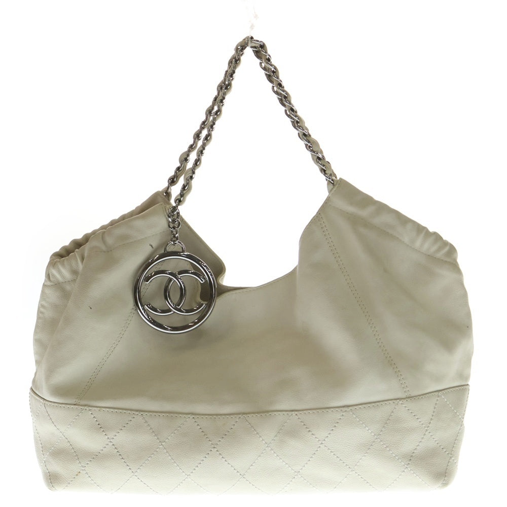 CHANEL(シャネル) ココカバス レザー ショルダーバッグ ハンドバッグ チェーンバッグ ホワイト レザー A33450 シルバー金具