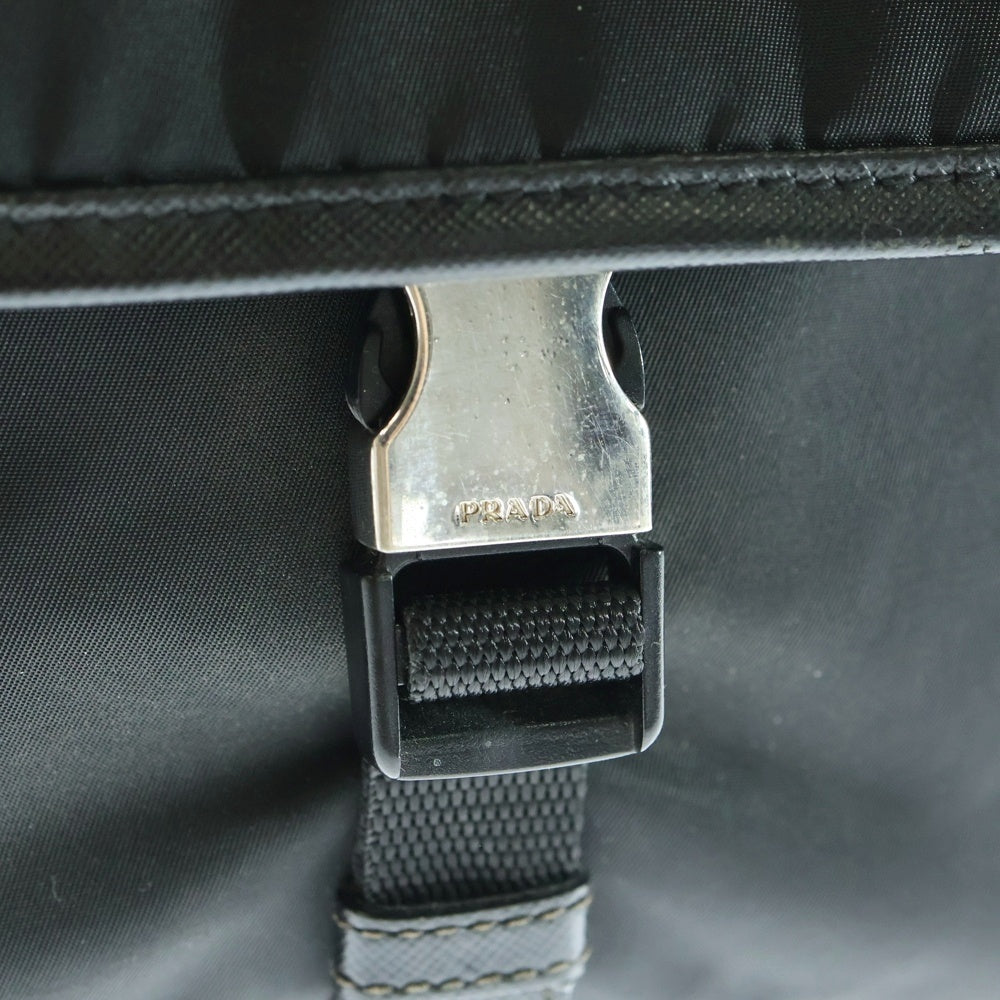 PRADA(プラダ) 三角ロゴ ショルダーバッグ ミニバッグ ブラック ナイロン×レザー シルバー金具
