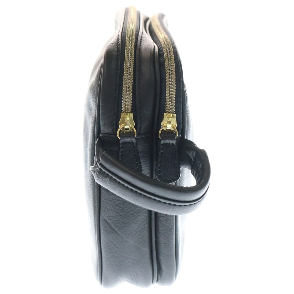 BALENCIAGA(バレンシアガ) BBロゴ型押し Wジップレザークラッチバッグ ハンドバッグ ブラック