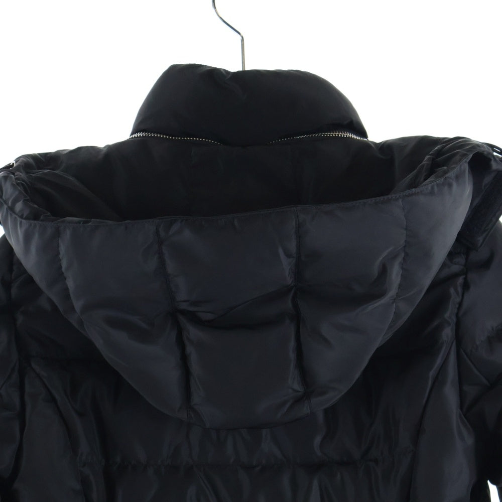 PRADA(プラダ) 25AW トライアングルロゴプレート ナイロン フーデッド ジップアップ ダウンジャケット ブラック レディース 29X544