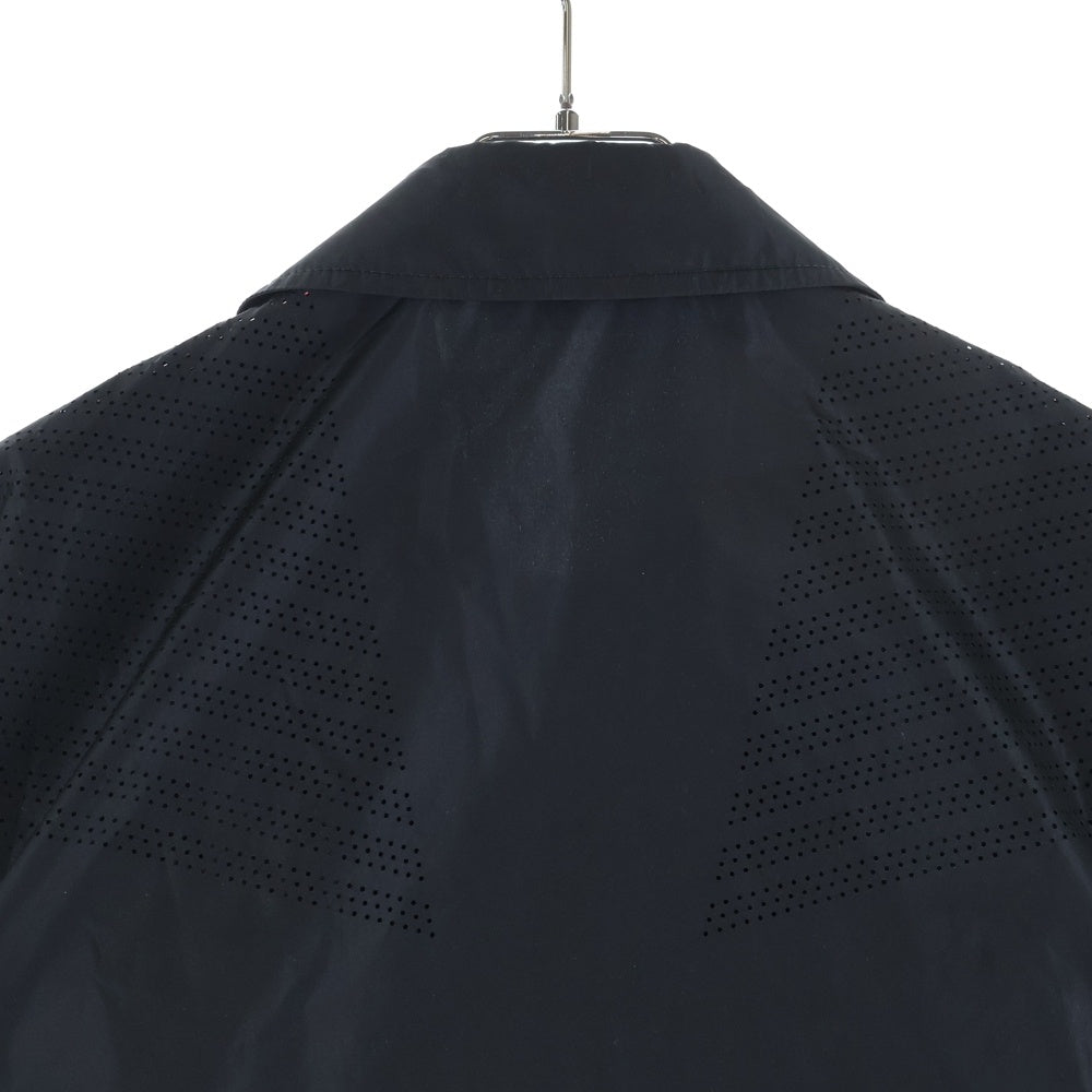 miumiu(ミュウミュウ) 23SS ラバーロゴプリント シルク混 ジップアップ クロップド ショート ジャケット ブラック レディース ML913