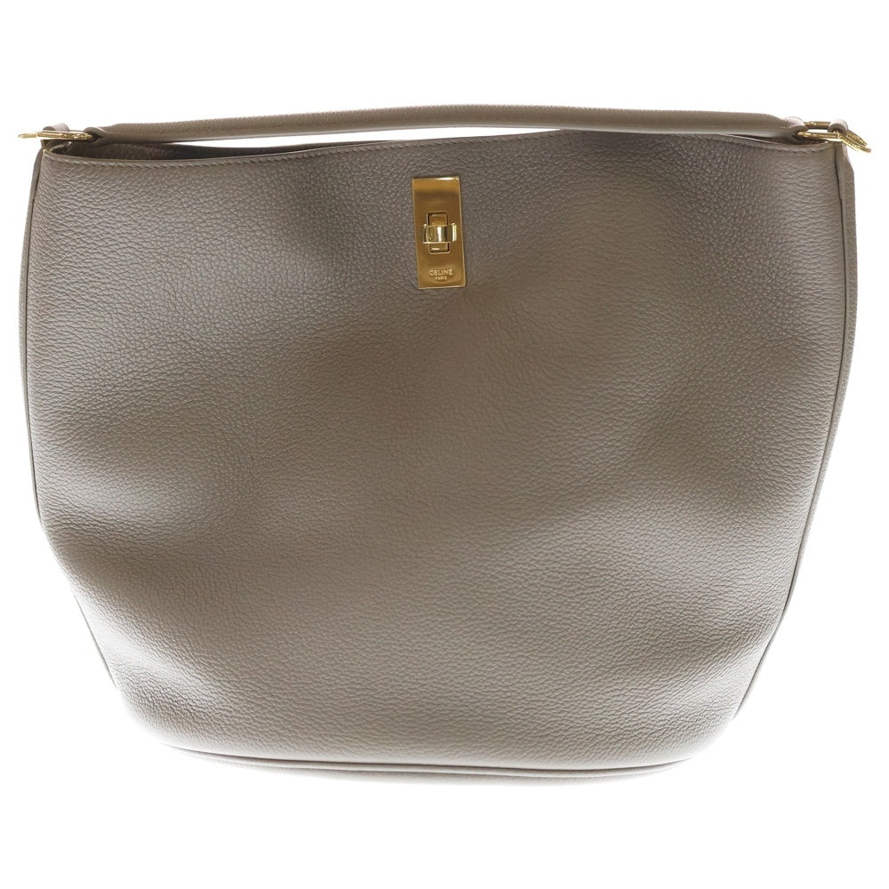 CELINE(セリーヌ) バケット16 セーズ ハンドバッグ トートバッグ グレージュ レザー 195573CR8 ゴールド金具