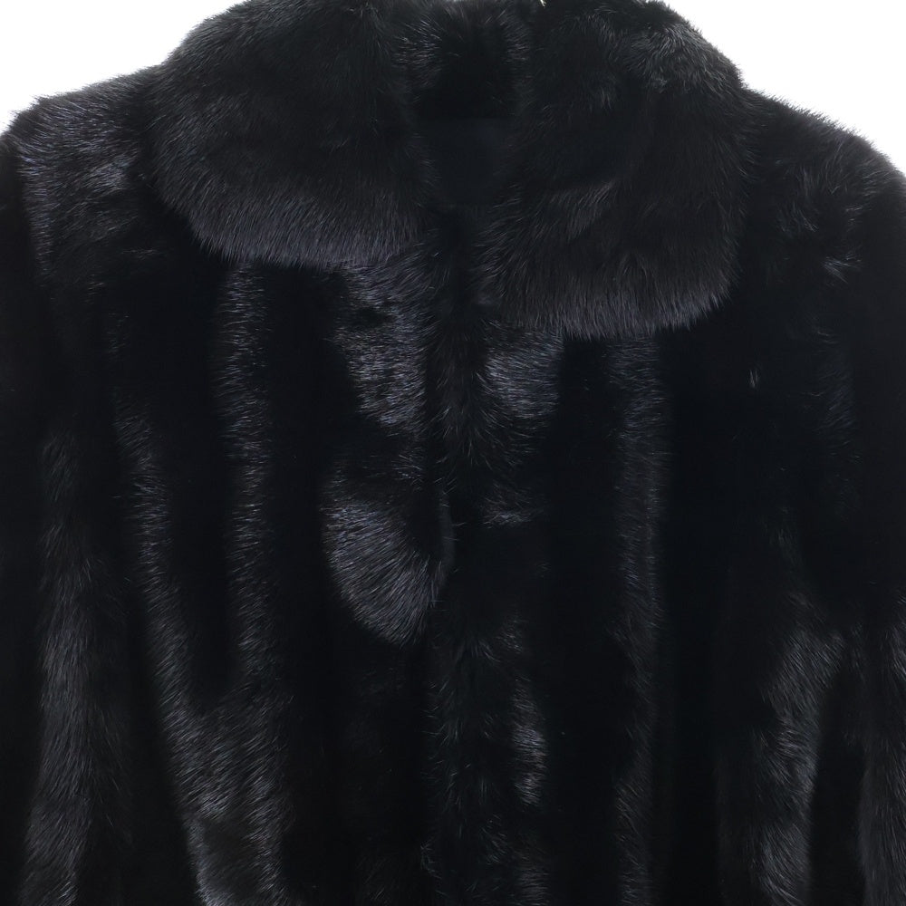 FENDI(フェンディ) ミンクファー フロントフック ステンカラーコート ブラック レディース