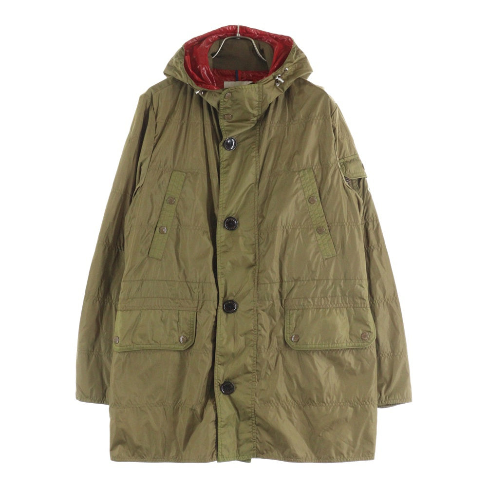 MONCLER(モンクレール) ALEXANDRE アレクサンドル ワッペンロゴ フーデッド ジップアップ ナイロン ロング ジャケット コート カーキ 1010924110850 54155