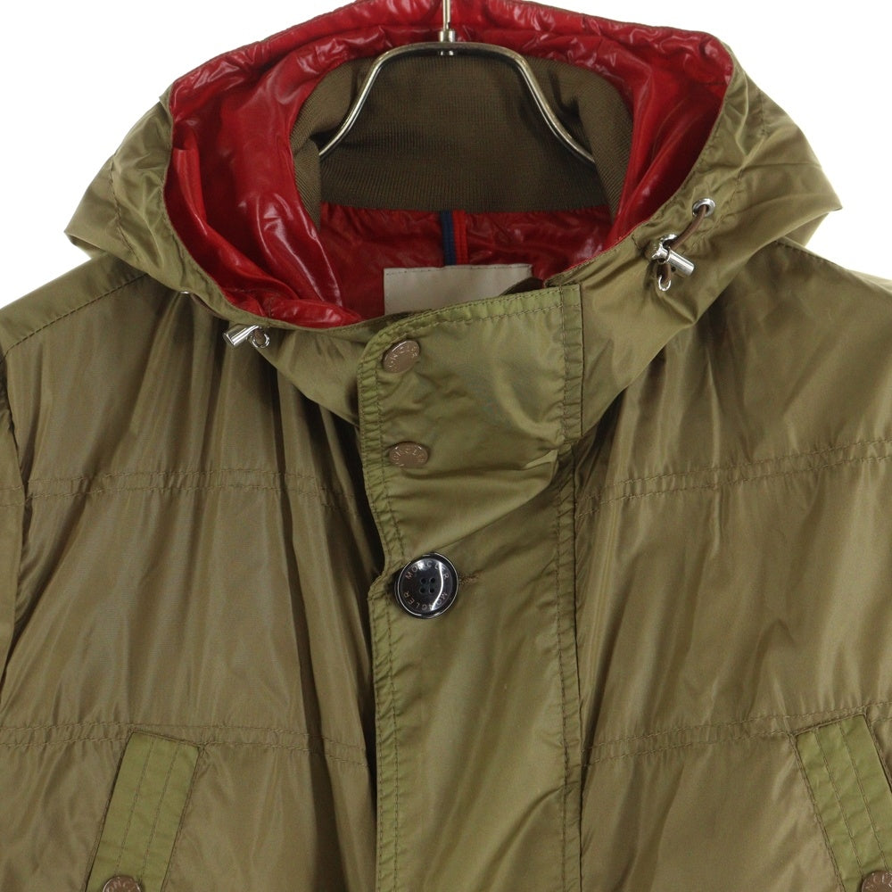 MONCLER(モンクレール) ALEXANDRE アレクサンドル ワッペンロゴ フーデッド ジップアップ ナイロン ロング ジャケット コート カーキ 1010924110850 54155