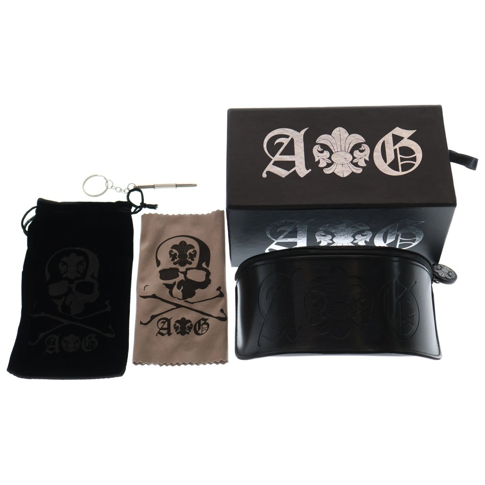 A&G(エーアンドジー) Hermosa Beach エルモサ ビーチ スカルテンプル ウッド ティアドロップ フレーム カラーレンズ サングラス メガネ 眼鏡 アイウェア ブラック/シルバー