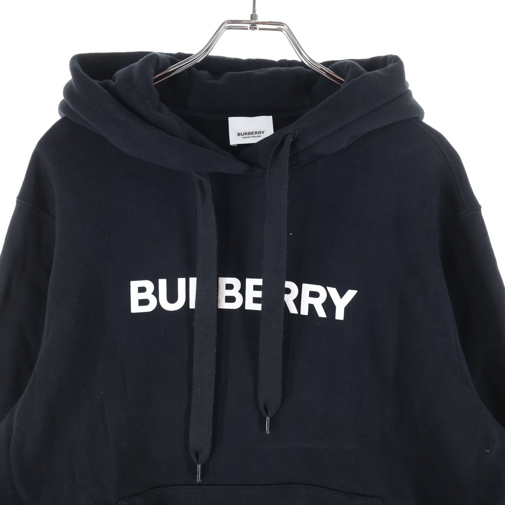 BURBERRY(バーバリー) ロゴプリント プルオーバースウェットパーカー フーディー ブラック レディース 8054386