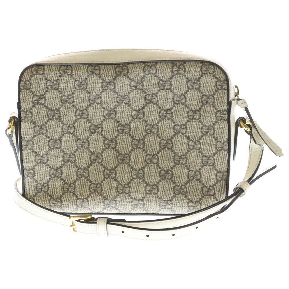 GUCCI(グッチ) ホースビット1955 ショルダーバッグ GGキャンバス×レザー ホワイト×ベージュ 645454 ゴールド金具