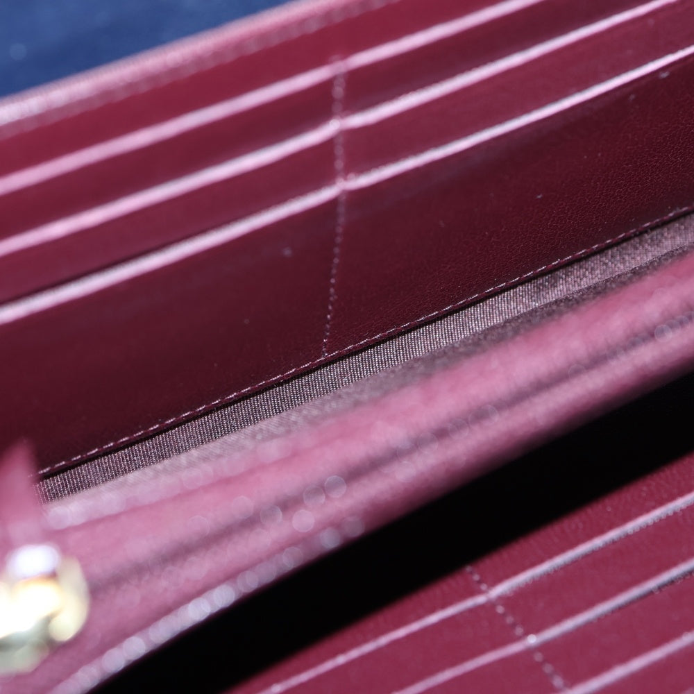 CHANEL(シャネル) マドモアゼル ココマーク ターンロック ラムスキン レザー ロングウォレット 長財布 ゴールド金具 ネイビー 22番台 レディース