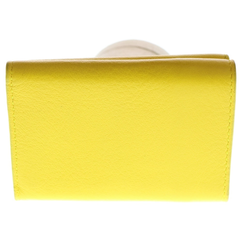 BALENCIAGA(バレンシアガ) 三つ折り財布 ペーパーミニ コンパクトウォレット 三つ折り財布 コインケース イエロー レザー 391446